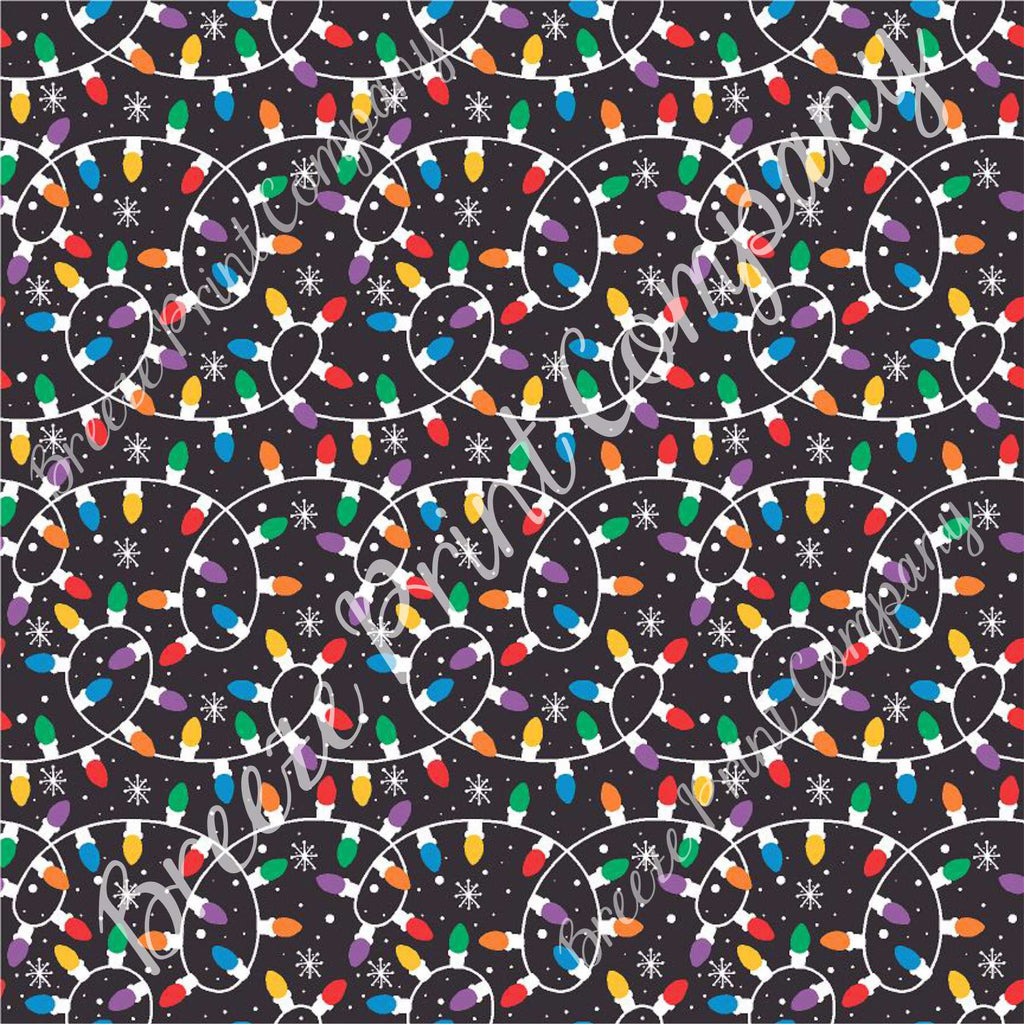 Christmas lights and snowflake pattern craft vinyl pattern sheet winter holiday printed vinyl rainbow with black HTV1391 - Breeze Crafts