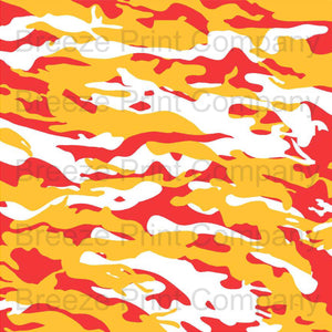 Red, yellow gold and white camouflage craft  vinyl - HTV -  Adhesive Vinyl -  camo pattern  HTV1050