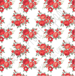 Red rose floral craft  vinyl sheet - HTV -  Adhesive Vinyl -  with white background flower pattern vinyl  HTV2236
