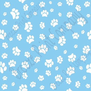 Light Blue with white paw prints craft  vinyl sheet - HTV -  Adhesive Vinyl -   pattern HTV612