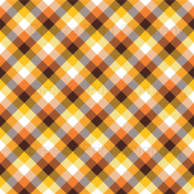 Brown, orange, yellow and white plaid craft vinyl sheet - HTV -  Adhesive Vinyl -  Thanksgiving fall autumn pattern HTV1857 - Breeze Crafts