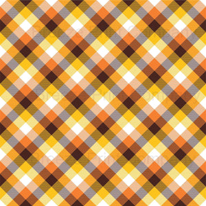 Brown, orange, yellow and white plaid craft vinyl sheet - HTV -  Adhesive Vinyl -  Thanksgiving fall autumn pattern HTV1857 - Breeze Crafts