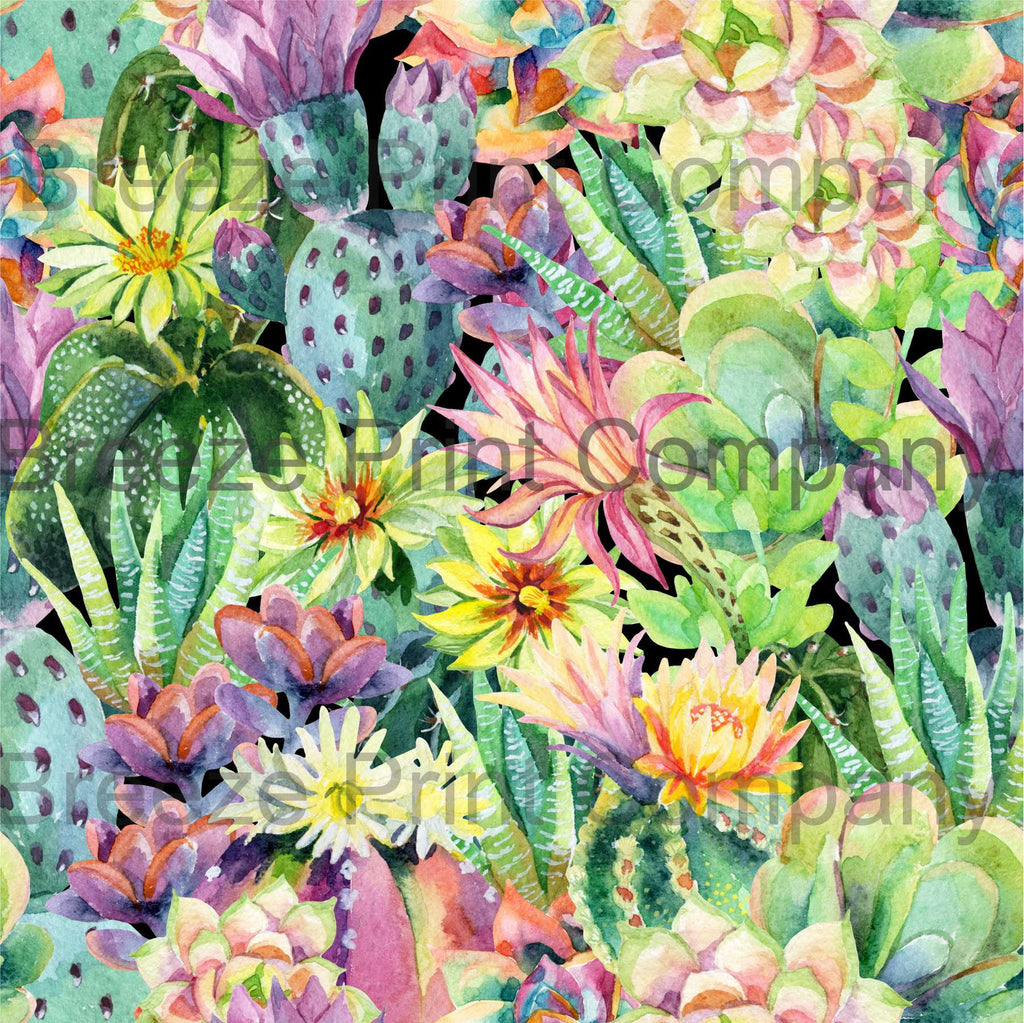 succulent sheets Cactus and flower large pattern printed craft vinyl sheet - HTV
