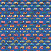 Camper craft  sheet - HTV -  Adhesive Vinyl -  retro trailer pattern printed vinyl blue background HTV18501 - Breeze Crafts