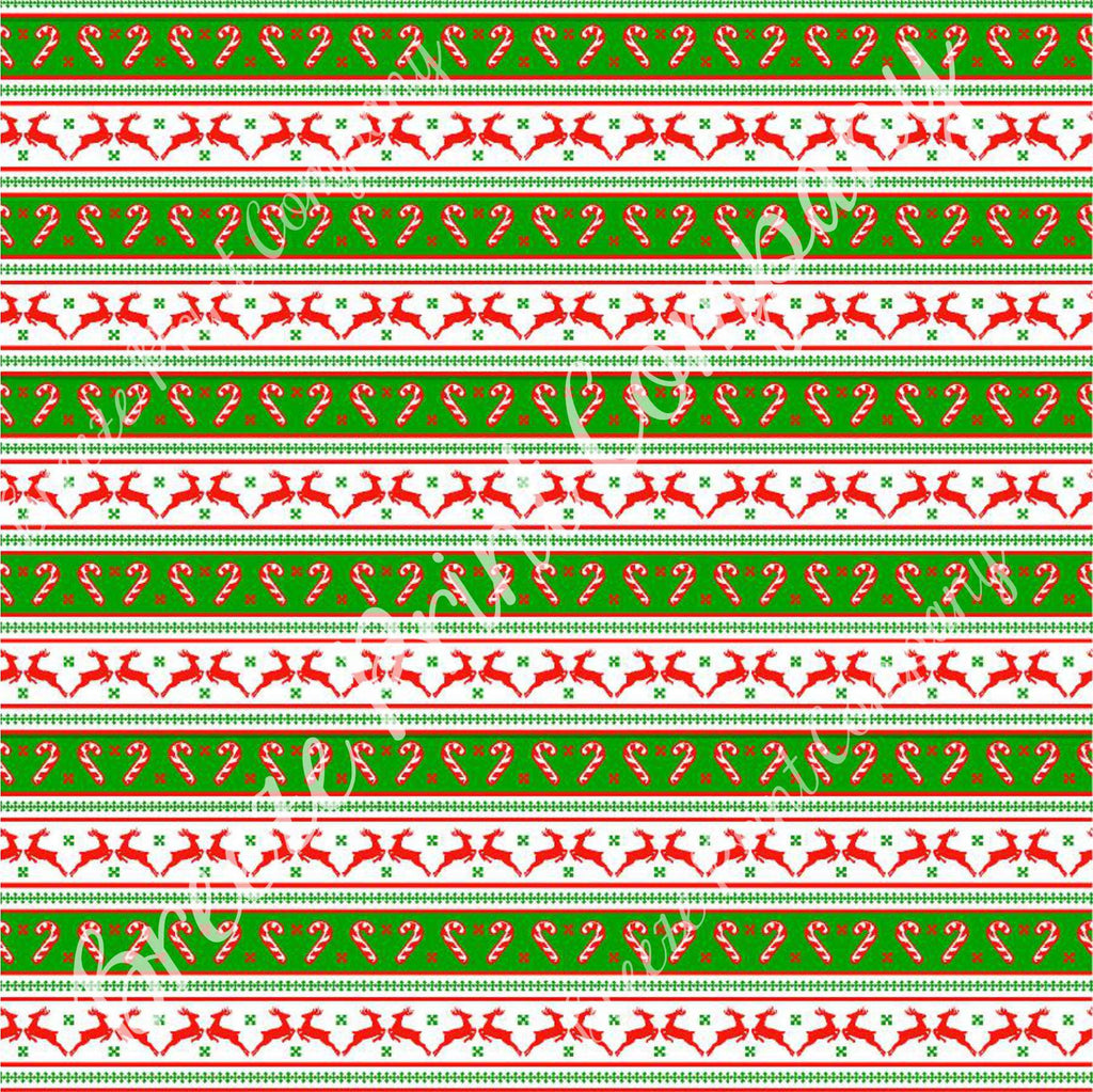 Christmas reindeer and candy cane pattern craft vinyl pattern sheet - HTV -  Adhesive Vinyl -  holiday vinyl red and green stripes HTV1397 - Breeze Crafts