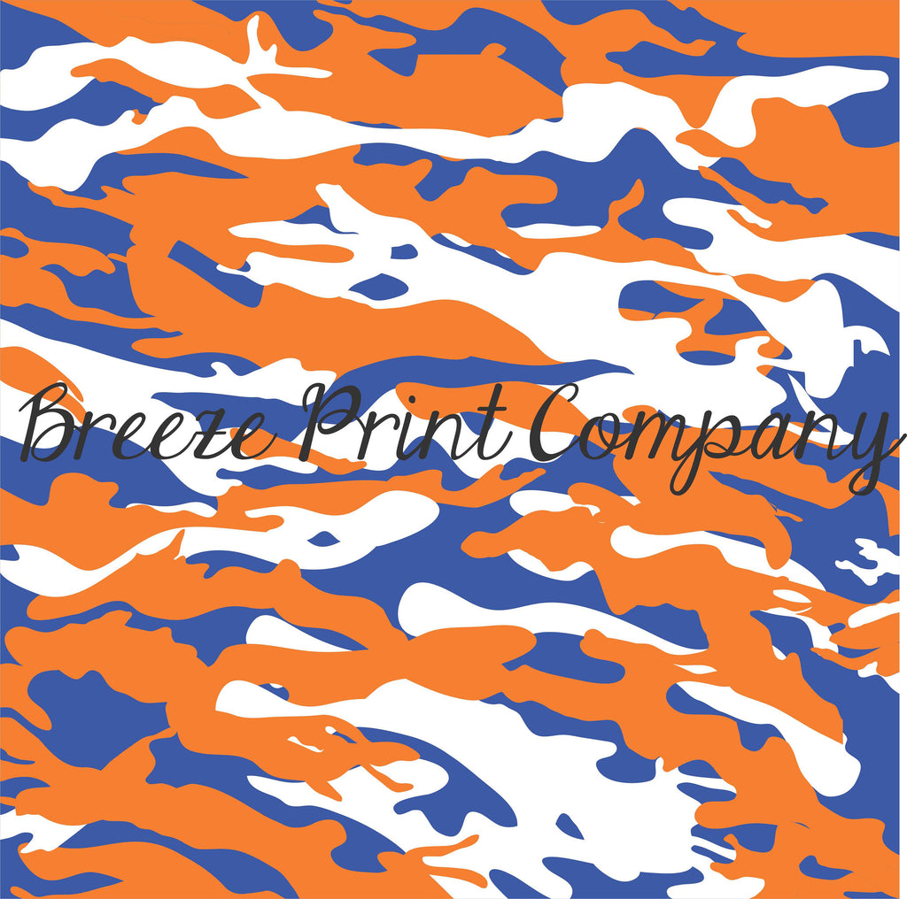 Blue, orange and white camouflage craft vinyl - HTV - Adhesive Vinyl 