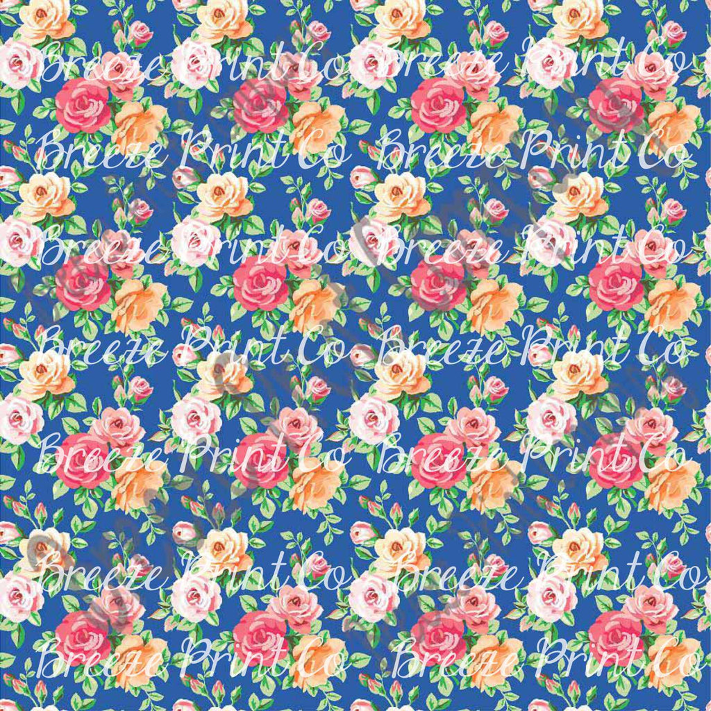 Rose floral craft  vinyl sheet - HTV -  Adhesive Vinyl -  with blue background flower pattern vinyl  HTV2232