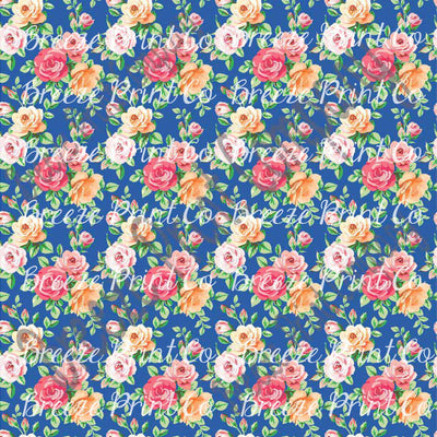 Rose floral craft  vinyl sheet - HTV -  Adhesive Vinyl -  with blue background flower pattern vinyl  HTV2232