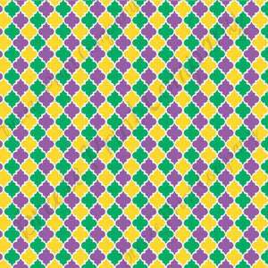 Purple green and yellow quatrefoil craft  vinyl sheet - HTV -  Adhesive Vinyl -  quarterfoil pattern Mardi Gras  HTV1460