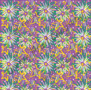 HTV Mardi Gras Purple, yellow and green fireworks pattern craft vinyl sheet - HTV -  Adhesive Vinyl -  HTV2259
