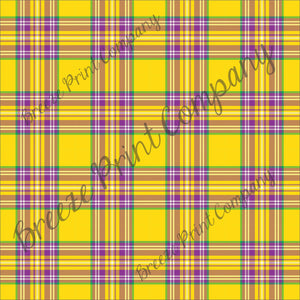 Craft pattern HTV yellow, purple, green and white plaid craft vinyl printed sheet - HTV -  Adhesive Vinyl -  Mardi Gras HTV3412 - Breeze Crafts