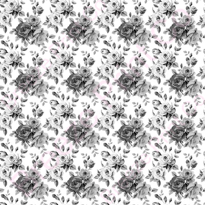 Patterned Vinyl, Black and white Rose floral craft patterned vinyl sheets heat transfer/HTV or Adhesive Vinyl  flower pattern vinyl  HTV2237