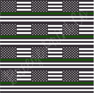 Green line black and white American flag print patterned craft vinyl sheet, heat transfer/HTV or Adhesive Vinyl, army, armed forces  HTV2809