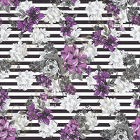Purple and gray striped floral craft patterned vinyl sheet, heat transfer / iron on HTV or Adhesive Vinyl,  flower pattern vinyl  HTV7811