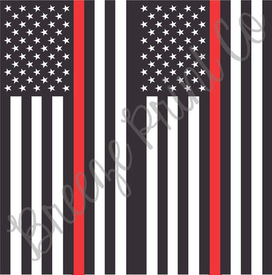 Flag craft patterned vinyl sheet - HTV, heat transfer vinyl or Adhesive Vinyl - pattern black and white with red line, firefighter HTV2823. - Breeze Crafts