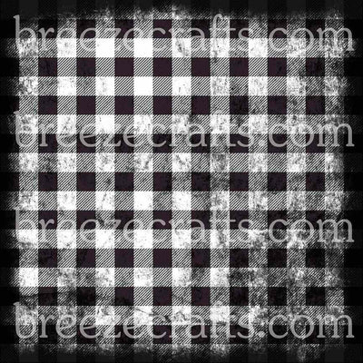 Black and White Distressed Buffalo Plaid Patterned Vinyl, heat transfer or Adhesive Vinyl - HTV1873 - Breeze Crafts