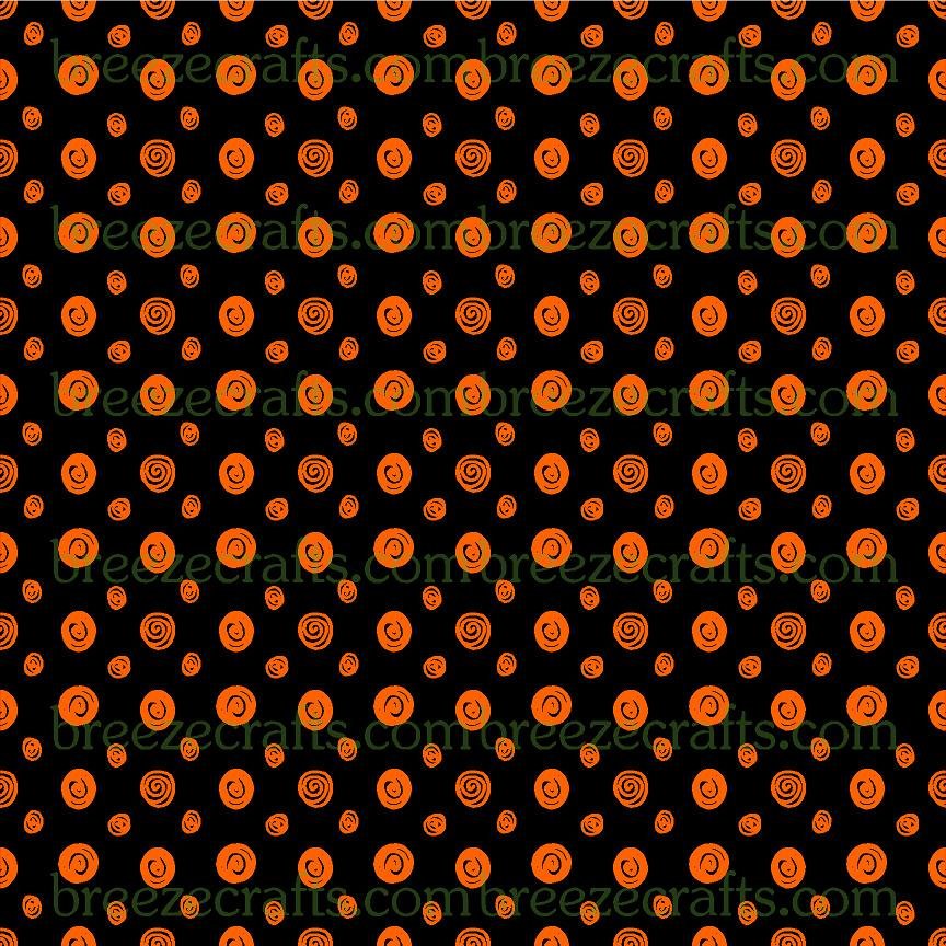 Black and Orange Swirl Dot Patterned Vinyl, pattern craft vinyl sheets |  Breeze Crafts