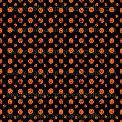 Black and Orange Swirl Dot Patterned Vinyl, pattern craft vinyl sheets - HTV or Adhesive Vinyl -  Halloween polka dot pattern HTV8700 - Breeze Crafts