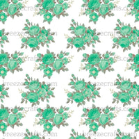 Patterned Vinyl, green rose floral craft  vinyl sheet - HTV or Adhesive Vinyl -  with white background flower pattern vinyl  HTV2275