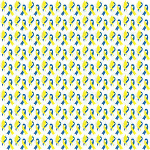 Down Syndrome Pattern Vinyl in HTV or adhesive, blue and yellow butterfly and ribbon pattern, heat transfer or Adhesive Vinyl HTV2154 - Breeze Crafts