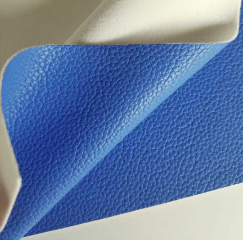 Azure blue textured faux leather sheets, solid litchi pebbled leather
