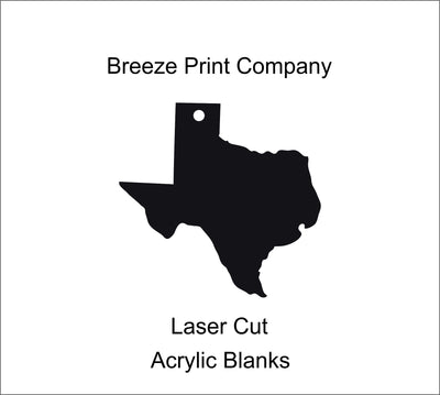Texas Clear Acrylic Blank for keychains, ornaments, signs and more, craft blanks for vinyl, 1.5"-20" with or without hole