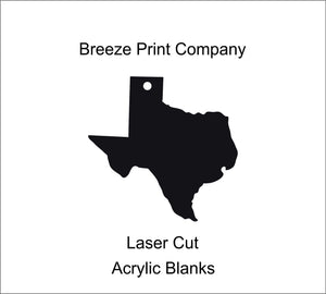 Texas Clear Acrylic Blank for keychains, ornaments, signs and more, craft blanks for vinyl, 1.5&quot;-20&quot; with or without hole
