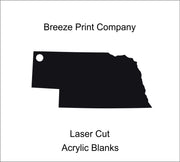 Nebraska Clear Acrylic Blank for keychains, ornaments, signs and more, craft blanks for vinyl, 1.5&quot;-20&quot; with or without hole