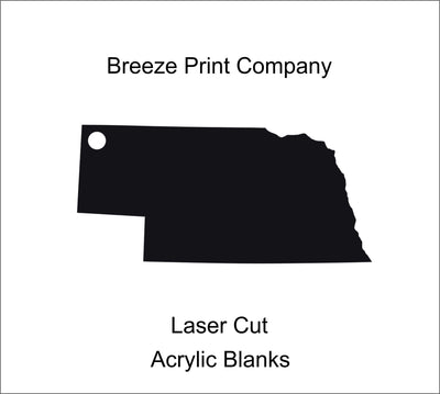 Nebraska Clear Acrylic Blank for keychains, ornaments, signs and more, craft blanks for vinyl, 1.5"-20" with or without hole