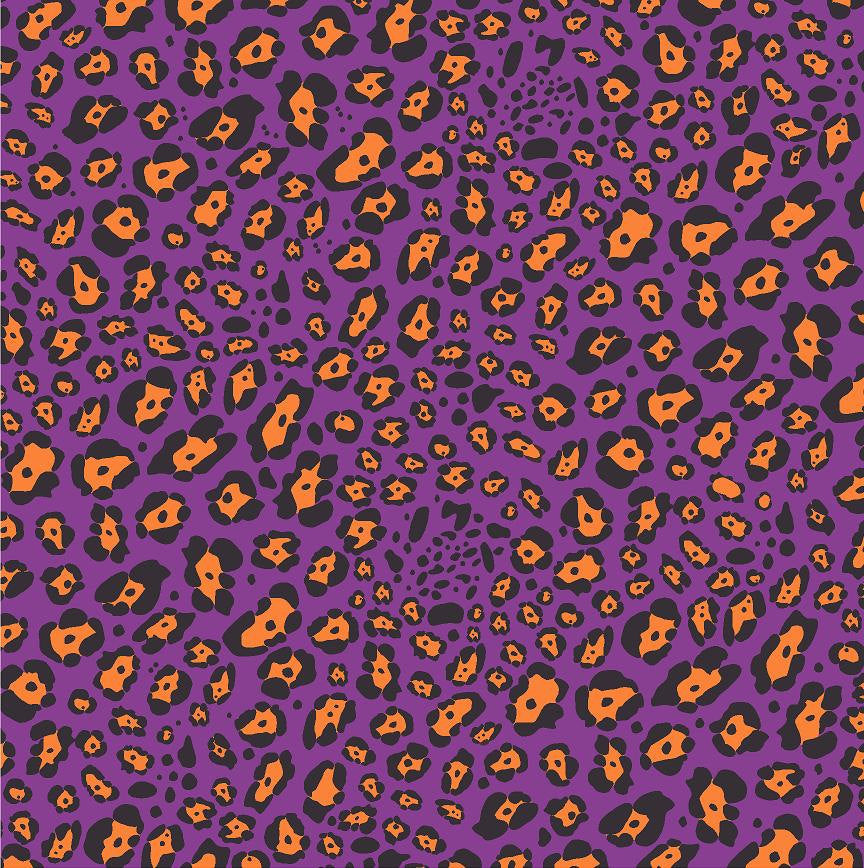 Purple, orange and black leopard pattern vinyl sheet - HTV -  Adhesive Vinyl - HTV235