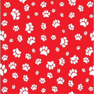 Red with white paw prints craft  vinyl sheet - HTV -  Adhesive Vinyl -   pattern HTV600