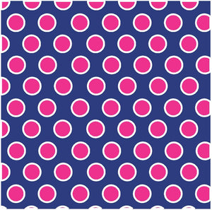 Navy with white and magenta polka dots craft  vinyl - HTV -  Adhesive Vinyl -  large polka dot pattern HTV701