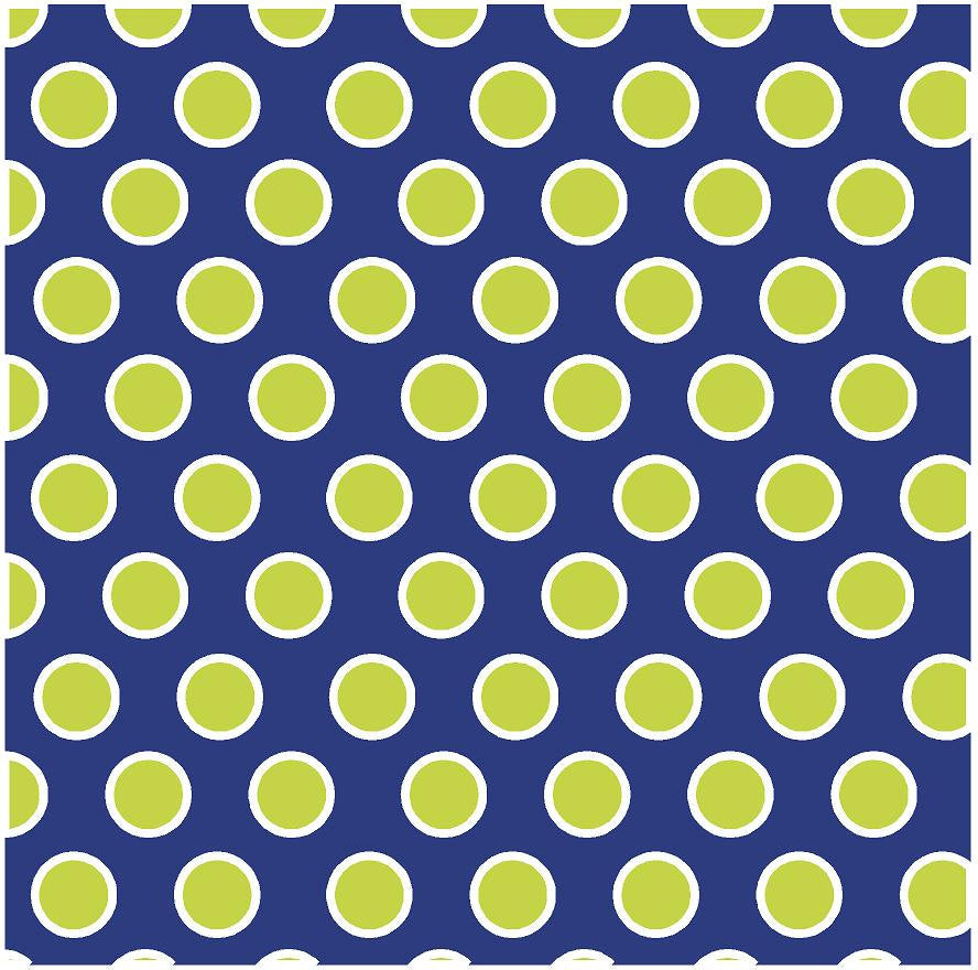 Navy with white and lime polka dots craft  vinyl - HTV -  Adhesive Vinyl -  large polka dot pattern