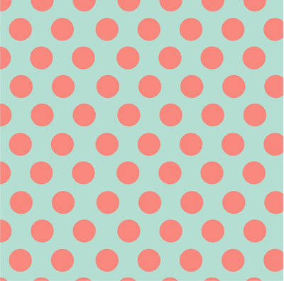 Mint with coral polka dots craft  vinyl - HTV -  Adhesive Vinyl -  large polka dot pattern HTV721