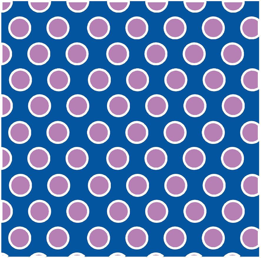 Blue with orchid and white dots craft  vinyl - HTV -  Adhesive Vinyl -  large polka dot pattern HTV736 - Breeze Crafts