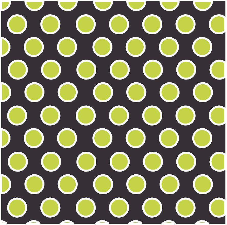 Black with lime and white dots craft  vinyl - HTV -  Adhesive Vinyl -  large polka dot pattern HTV725 - Breeze Crafts