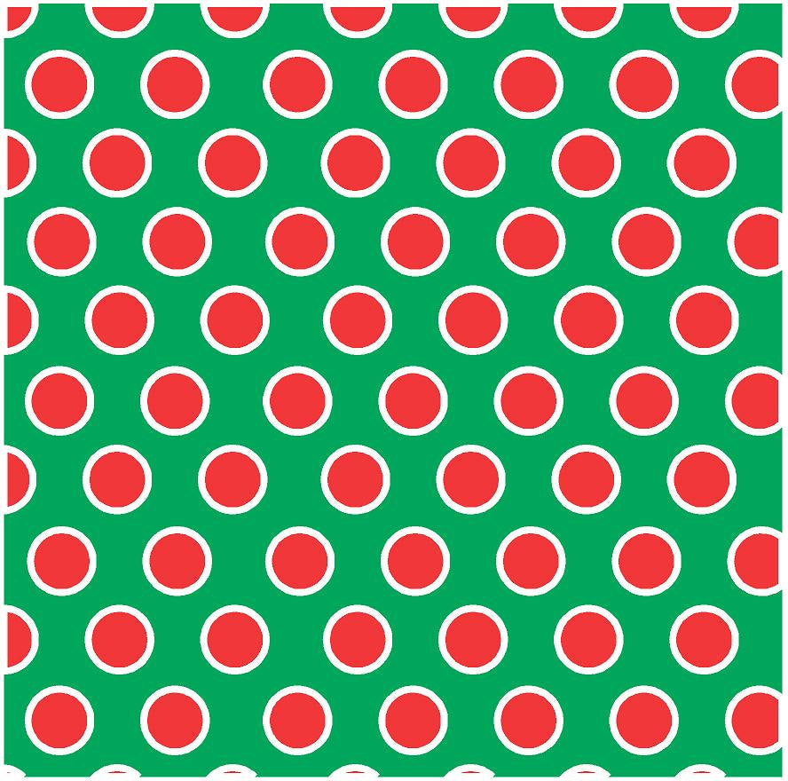 Green with red and white dots craft  vinyl - HTV -  Adhesive Vinyl -  large polka dot pattern HTV737
