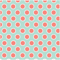 Mint with coral and white dots craft  vinyl - HTV -  Adhesive Vinyl -  large polka dot pattern