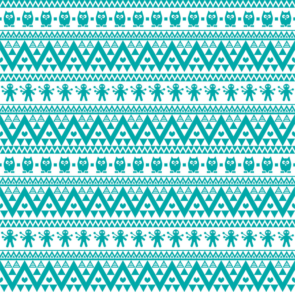 Teal and white owl tribal pattern craft  vinyl - HTV -  Adhesive Vinyl -  Aztec Peruvian pattern HTV304