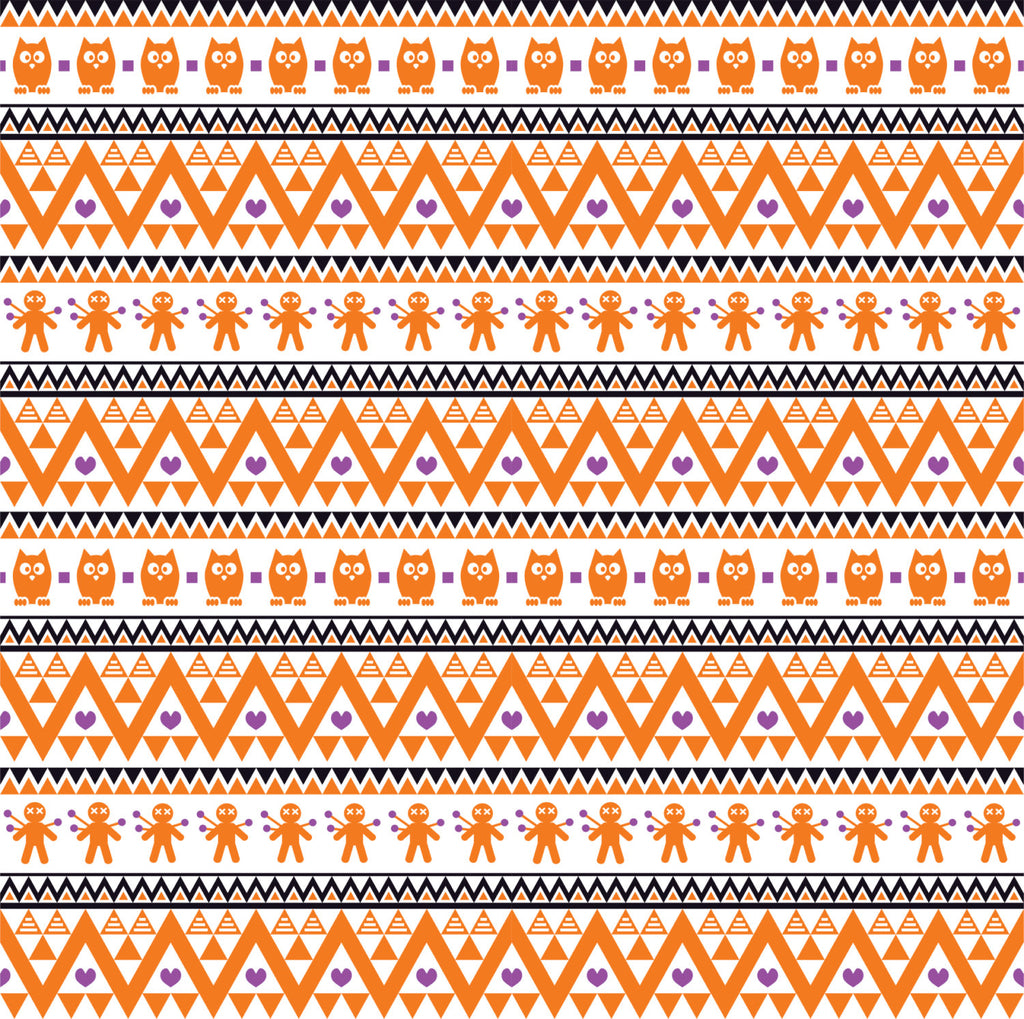 Orange black purple owl tribal pattern craft  vinyl - HTV -  Adhesive Vinyl -  Aztec Peruvian pattern Halloween HTV303