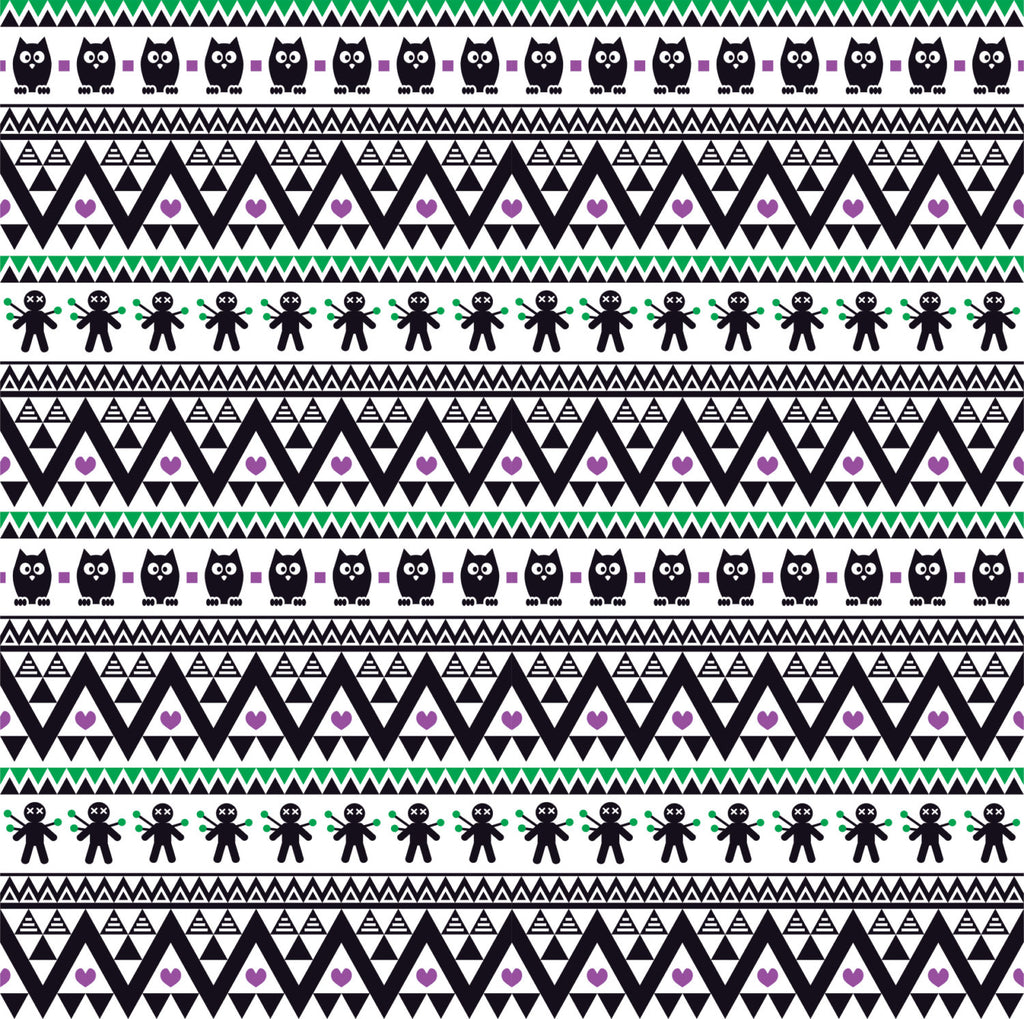 Black purple and green owl tribal pattern craft vinyl - HTV -  Adhesive Vinyl -  Aztec Peruvian pattern Halloween  HTV313 - Breeze Crafts