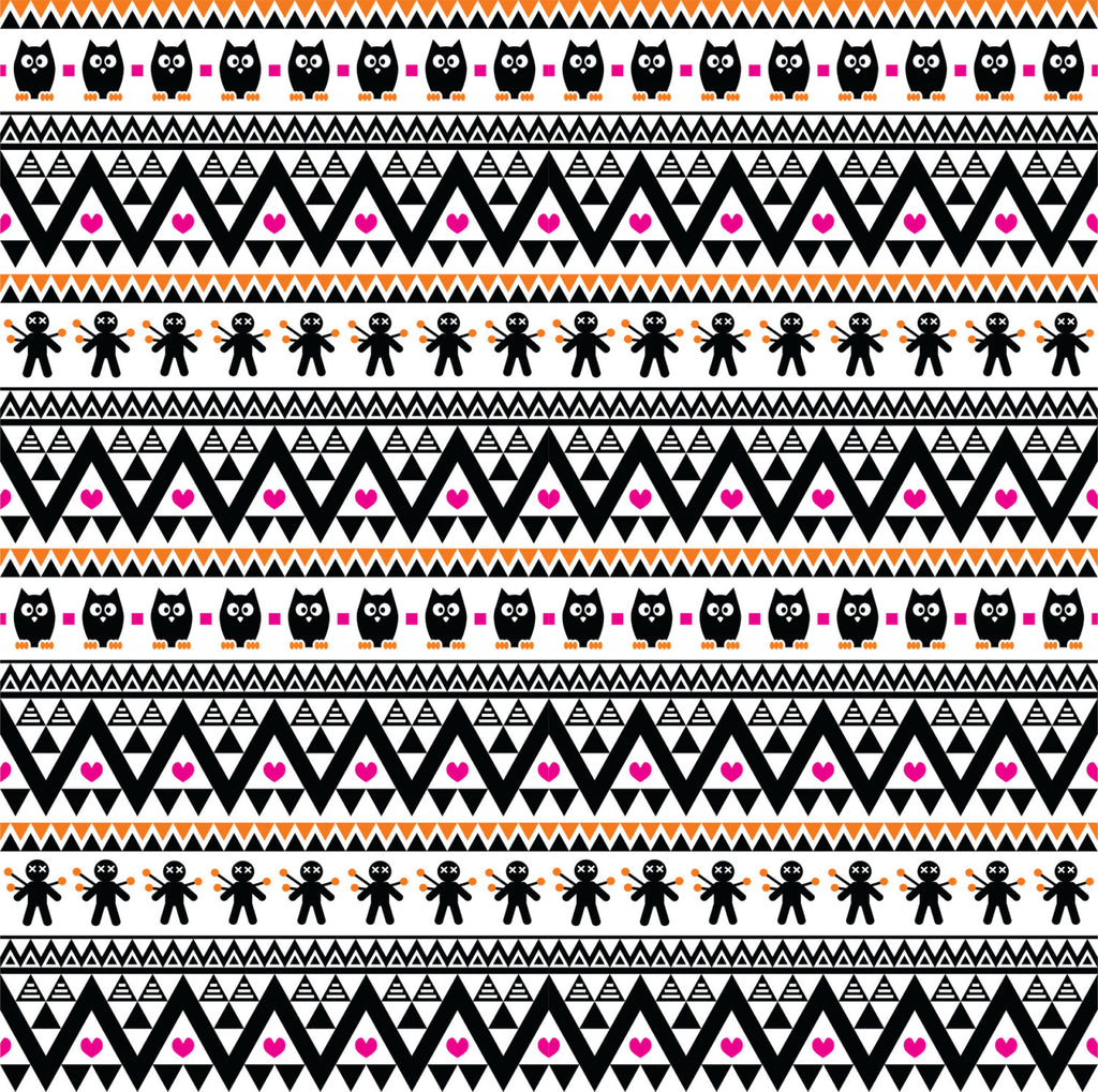 Black magenta and orange owl tribal pattern craft vinyl - HTV -  Adhesive Vinyl -  Aztec Peruvian pattern Halloween  HTV314 - Breeze Crafts