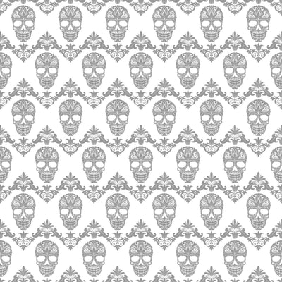 Grey  and white floral skull pattern craft vinyl sheet - HTV -  Adhesive Vinyl -  Halloween pattern HTV801