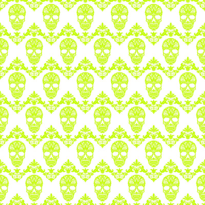 Lime and white floral skull pattern craft vinyl sheet - HTV -  Adhesive Vinyl -  Halloween pattern HTV803
