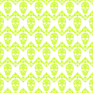 Lime and white floral skull pattern craft vinyl sheet - HTV -  Adhesive Vinyl -  Halloween pattern HTV803