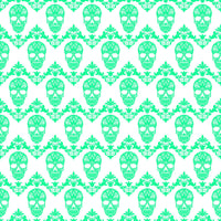Teal and white floral skull pattern craft vinyl sheet - HTV -  Adhesive Vinyl -  Halloween pattern HTV805
