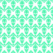 Teal and white floral skull pattern craft vinyl sheet - HTV -  Adhesive Vinyl -  Halloween pattern HTV805