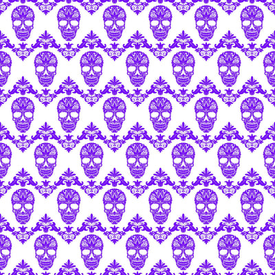 Purple and white floral skull pattern craft vinyl sheet - HTV -  Adhesive Vinyl -  Halloween pattern HTV813