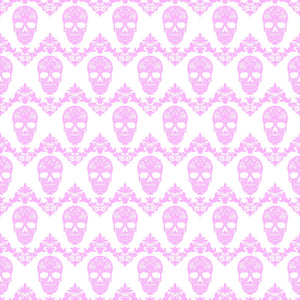 Light pink and white floral skull pattern craft vinyl sheet - HTV -  Adhesive Vinyl -  Halloween pattern HTV816