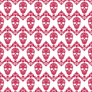 Brick red and white floral skull pattern craft vinyl sheet - HTV -  Adhesive Vinyl -  Halloween pattern HTV823 - Breeze Crafts
